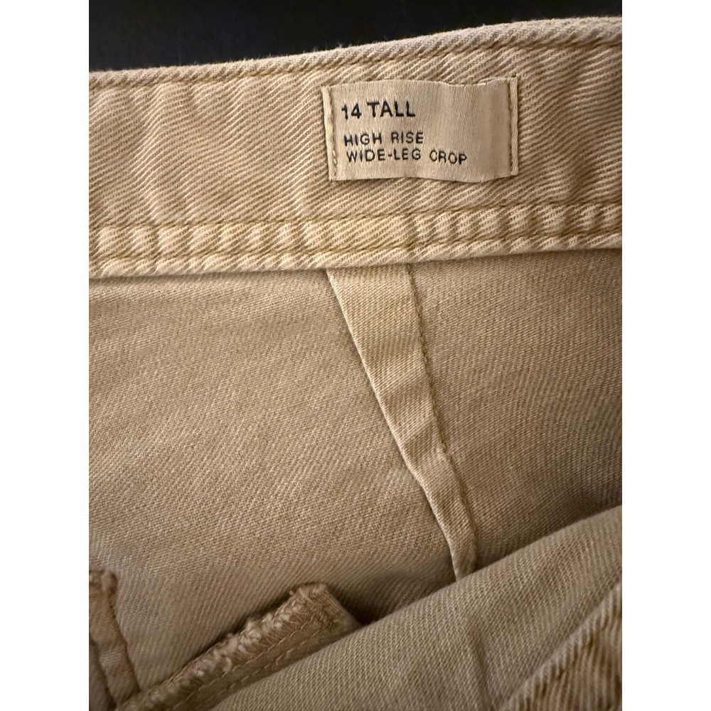 Gap Jeans High-Rise Wide-Leg Crop Womens 14 Tall Tan Distressed Denim Stretch - Picture 5 of 11